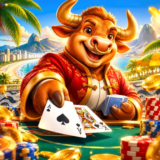 Tela do slot Fortune Ox com o boi dourado e moedas