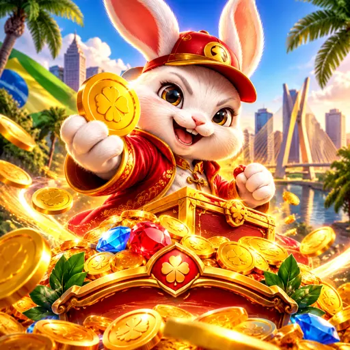 Tela do Fortune Rabbit com coelho da fortuna e moedas douradas