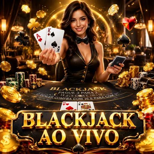 Mesa de blackjack ao vivo com dealer distribuindo cartas
