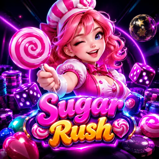 Tela do Sugar Rush com gomas coloridas em grade 7x7